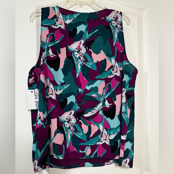 NWT Nine West XXL Pink and Teal multicolored Sleeveless Blouse - Picture 2 of 3